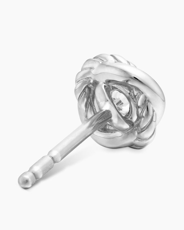 Infinity Stud Earrings in 18K White Gold with Diamonds, 6.8mm