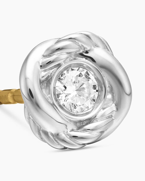 Womens Infinity Stud Earrings in Sterling Silver with Diamonds, 6.8mm