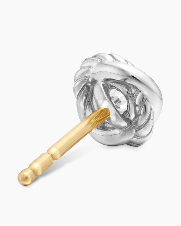 Infinity Stud Earrings in Sterling Silver with Diamonds, 6.8mm