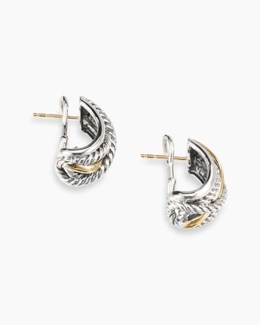 Crossover Shrimp Earrings in Sterling Silver with 14K Yellow Gold, 23mm
