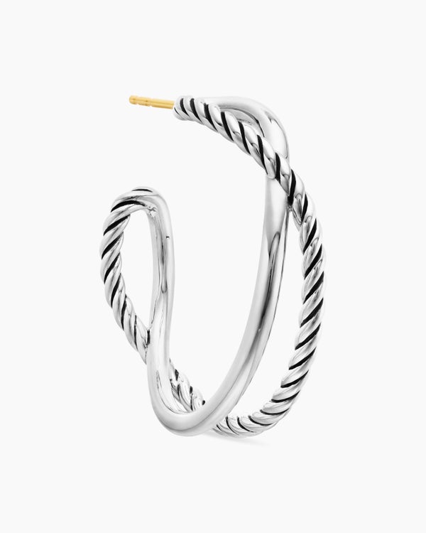 Crossover Hoop Earrings in Sterling Silver, 33.7mm