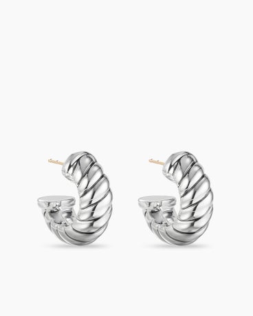 Sculpted Cable Shrimp Earrings in Sterling Silver, 20.5mm