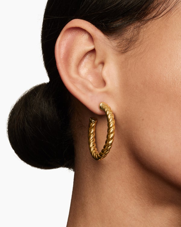 Sculpted Cable Hoop Earrings in 18K Yellow Gold, 40mm