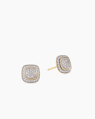 Petite Albion® Stud Earrings in 18K Yellow Gold with Pavé Diamonds, 5mm