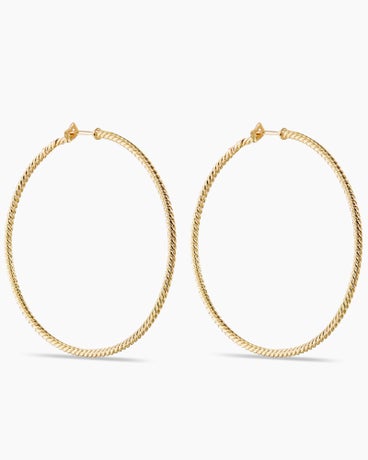 Sculpted Cable Hoop Earrings in 18K Yellow Gold, 2in