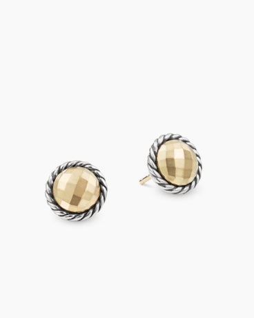 Petite Chatelaine® Stud Earrings in Sterling Silver with 18K Yellow Gold Domes, 8mm