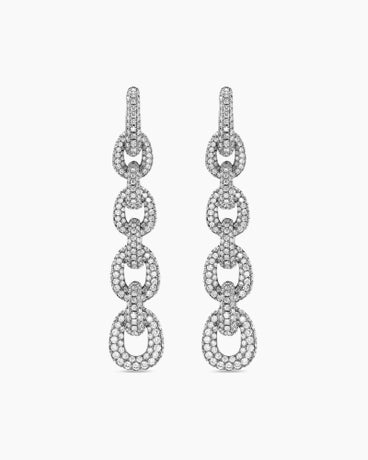 Pavé Chain Drop Earrings in 18K White Gold with Diamonds, 65mm