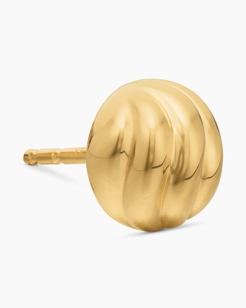 Womens Sculpted Cable Stud Earrings in 18K Yellow Gold, 8mm