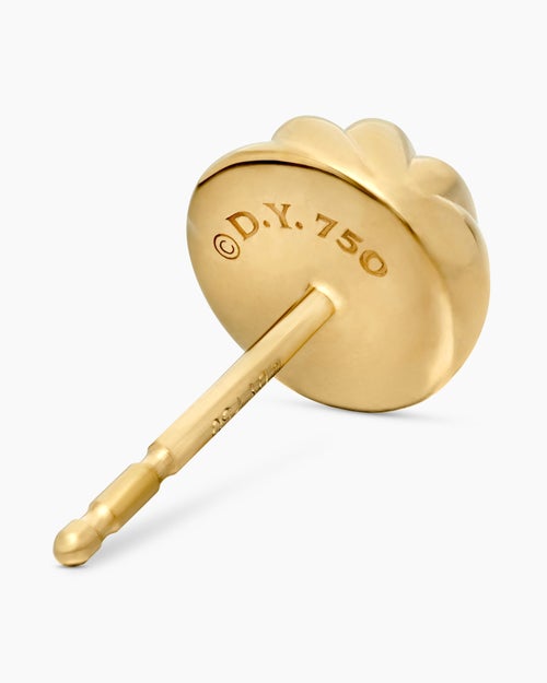 Womens Sculpted Cable Stud Earrings in 18K Yellow Gold, 8mm