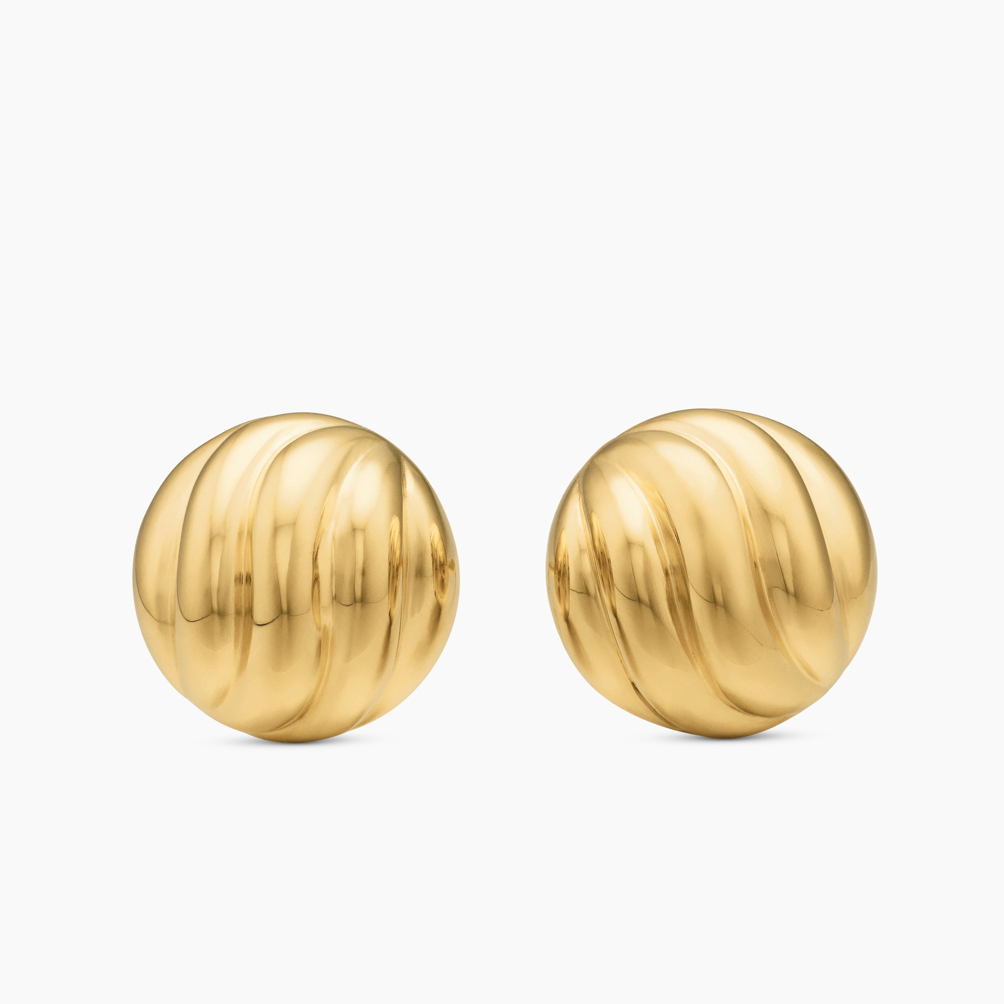 Womens Sculpted Cable Stud Earrings in 18K Yellow Gold, 8mm