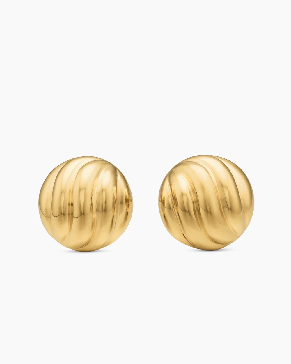 Womens Sculpted Cable Stud Earrings in 18K Yellow Gold, 8mm