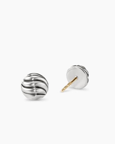 Sculpted Cable Stud Earrings in Sterling Silver, 8mm