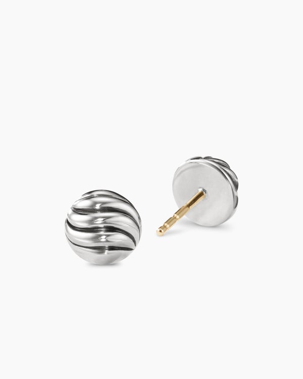 Sculpted Cable Stud Earrings in Sterling Silver, 8mm