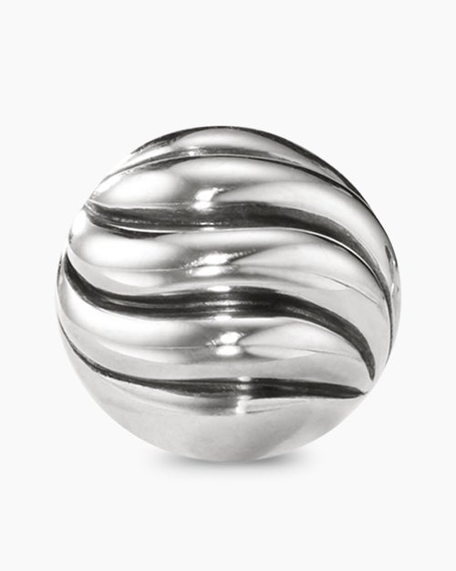 Womens Sculpted Cable Stud Earrings in Sterling Silver, 8mm