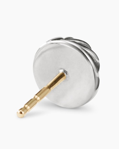 Womens Sculpted Cable Stud Earrings in Sterling Silver, 8mm