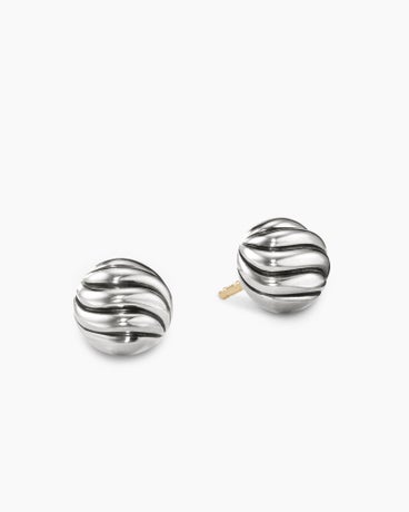 Sculpted Cable Stud Earrings in Sterling Silver, 8mm