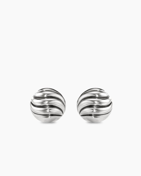 Sculpted Cable Stud Earrings in Sterling Silver, 8mm