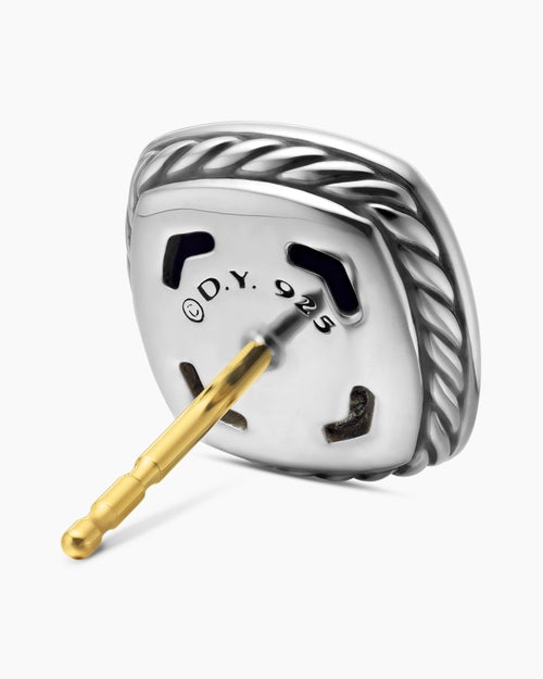 Womens Albion® Stud Earrings in Sterling Silver with Black Onyx and Diamonds, 7mm