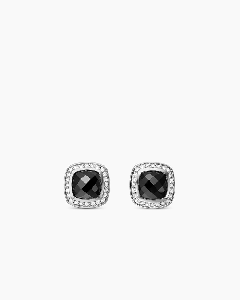 Womens Albion® Stud Earrings in Sterling Silver with Black Onyx and Diamonds, 7mm