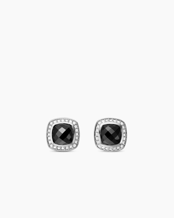 Albion® Stud Earrings in Sterling Silver with Black Onyx and Diamonds, 7mm