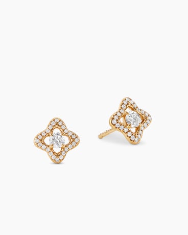 Venetian Quatrefoil® Stud Earrings in 18K Yellow Gold with Diamonds, 9mm