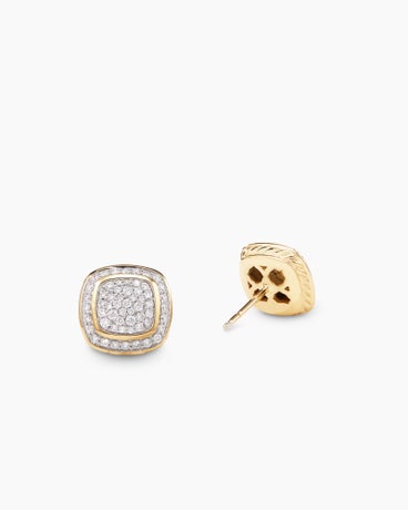 Albion® Stud Earrings in 18K Yellow Gold with Pavé Diamonds, 7mm