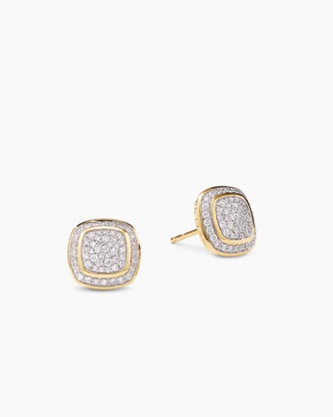 Albion® Stud Earrings in 18K Yellow Gold with Pavé Diamonds, 7mm