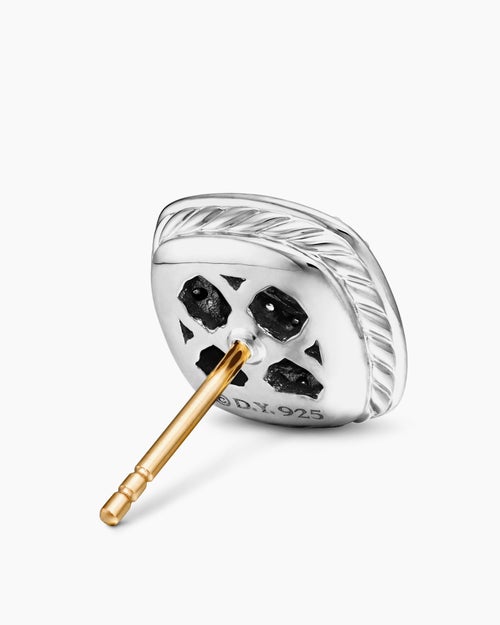 Womens Albion® Stud Earrings in Sterling Silver with Pavé Diamonds, 7mm