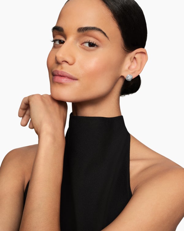 Clous d’oreilles Albion® en argent sterling avec pavé de diamants, 7 mm