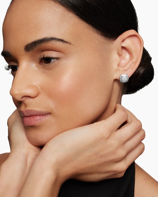 Clous d’oreilles Albion® en argent sterling avec pavé de diamants, 7 mm