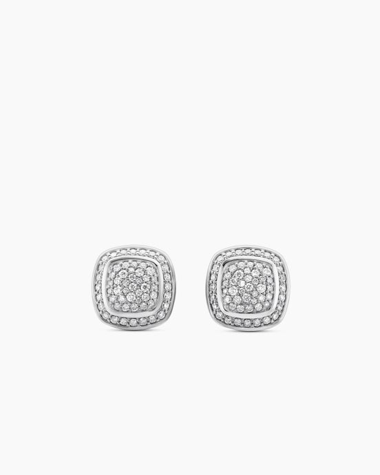 Albion® Stud Earrings in Sterling Silver with Pavé Diamonds, 7mm