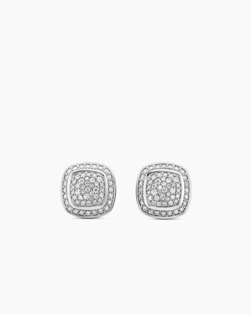 Womens Albion® Stud Earrings in Sterling Silver with Pavé Diamonds, 7mm
