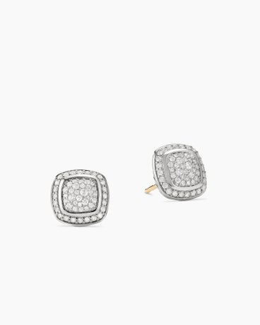 Albion® Stud Earrings in Sterling Silver with Pavé Diamonds, 7mm