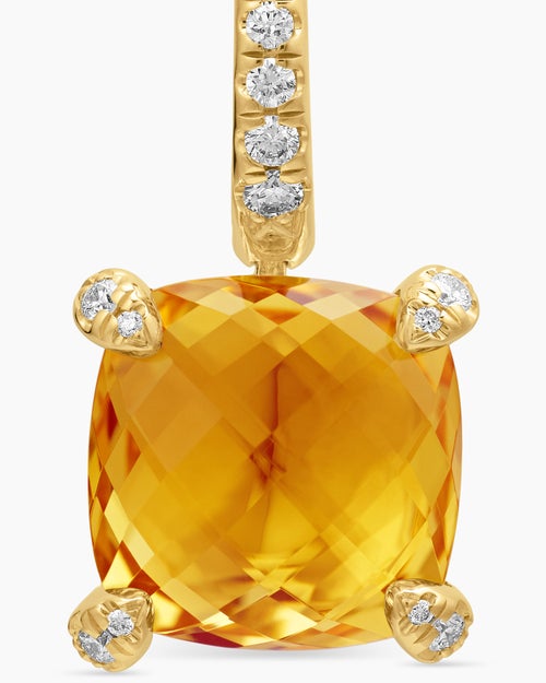 Womens Chatelaine® Drop Earrings in 18K Yellow Gold with Citrine and Diamonds, 11mm