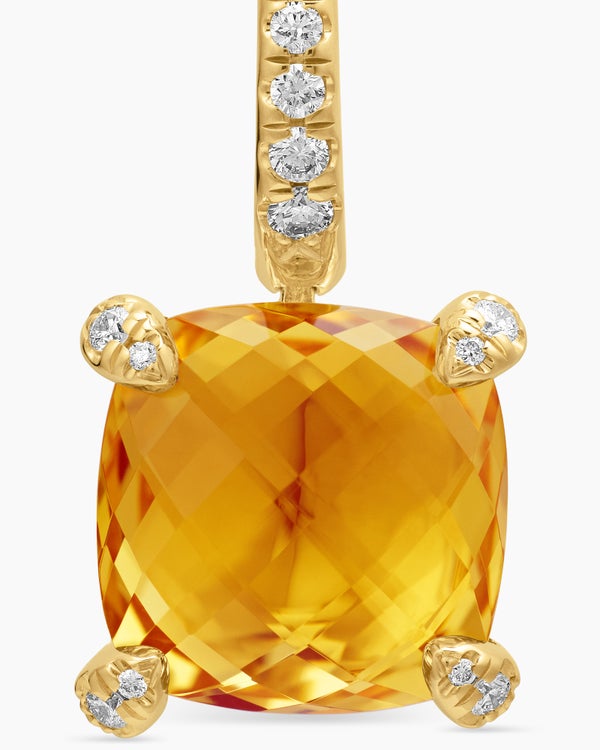 Chatelaine® Drop Earrings in 18K Yellow Gold with Citrine and Diamonds, 11mm