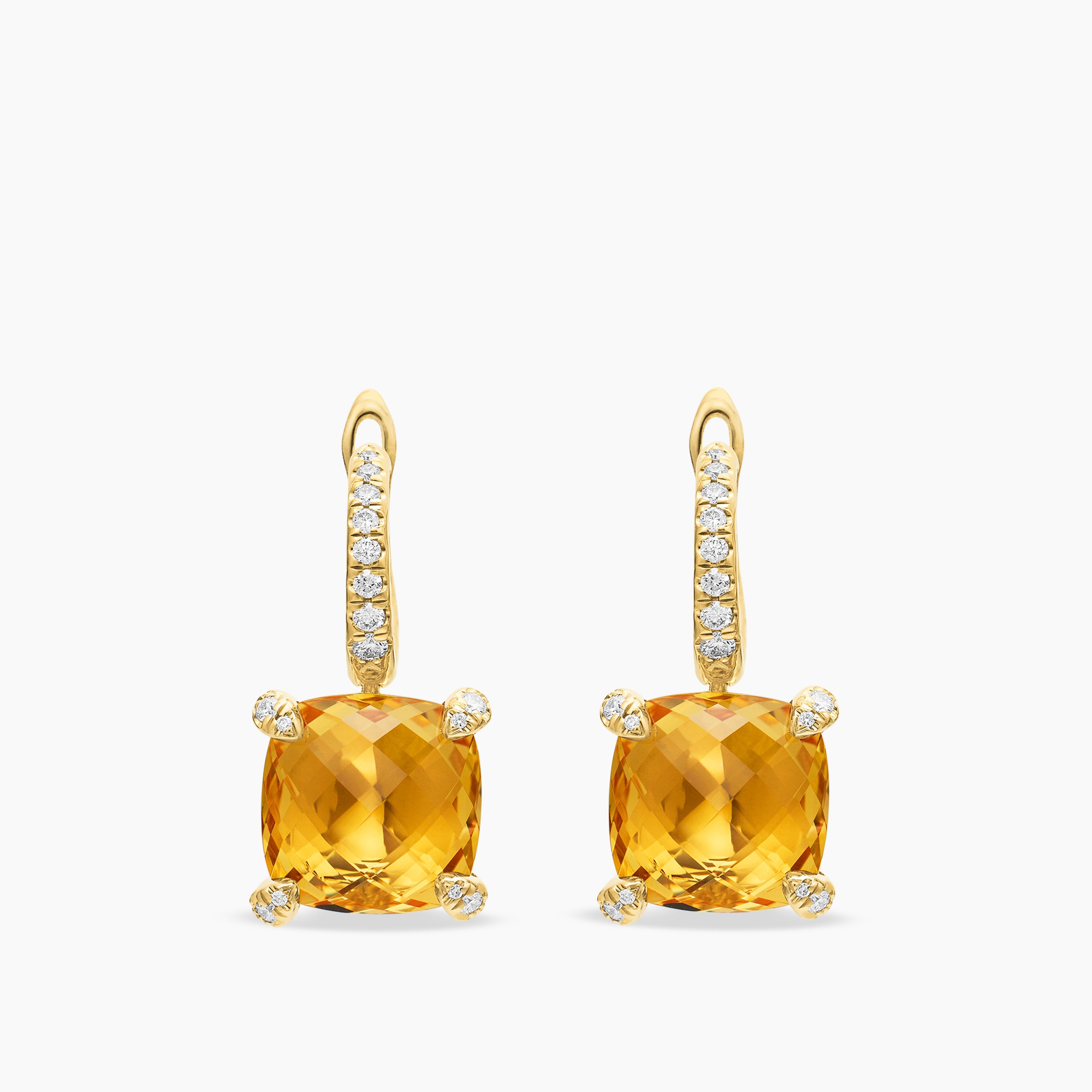 Womens Chatelaine&reg; Drop Earrings in 18K Yellow Gold with Citrine and Diamonds, 11mm