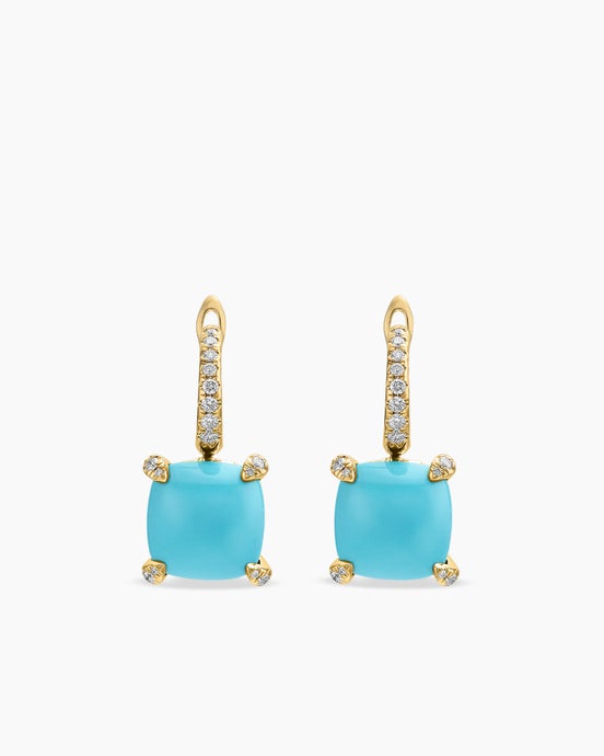 Chatelaine Drop Earrings in 18K Yellow Gold with Diamonds, 11mm