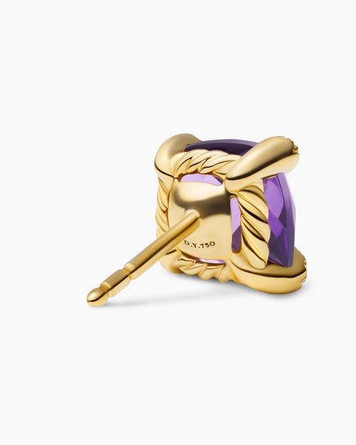 Womens Chatelaine® Stud Earrings in 18K Yellow Gold with Amethyst and Diamonds, 8mm