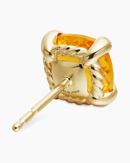Womens Chatelaine® Stud Earrings in 18ct Yellow Gold with Citrine and Diamonds, 8mm