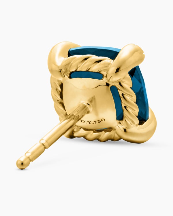 Chatelaine® Stud Earrings in 18K Yellow Gold with Hampton Blue Topaz and Diamonds, 8mm