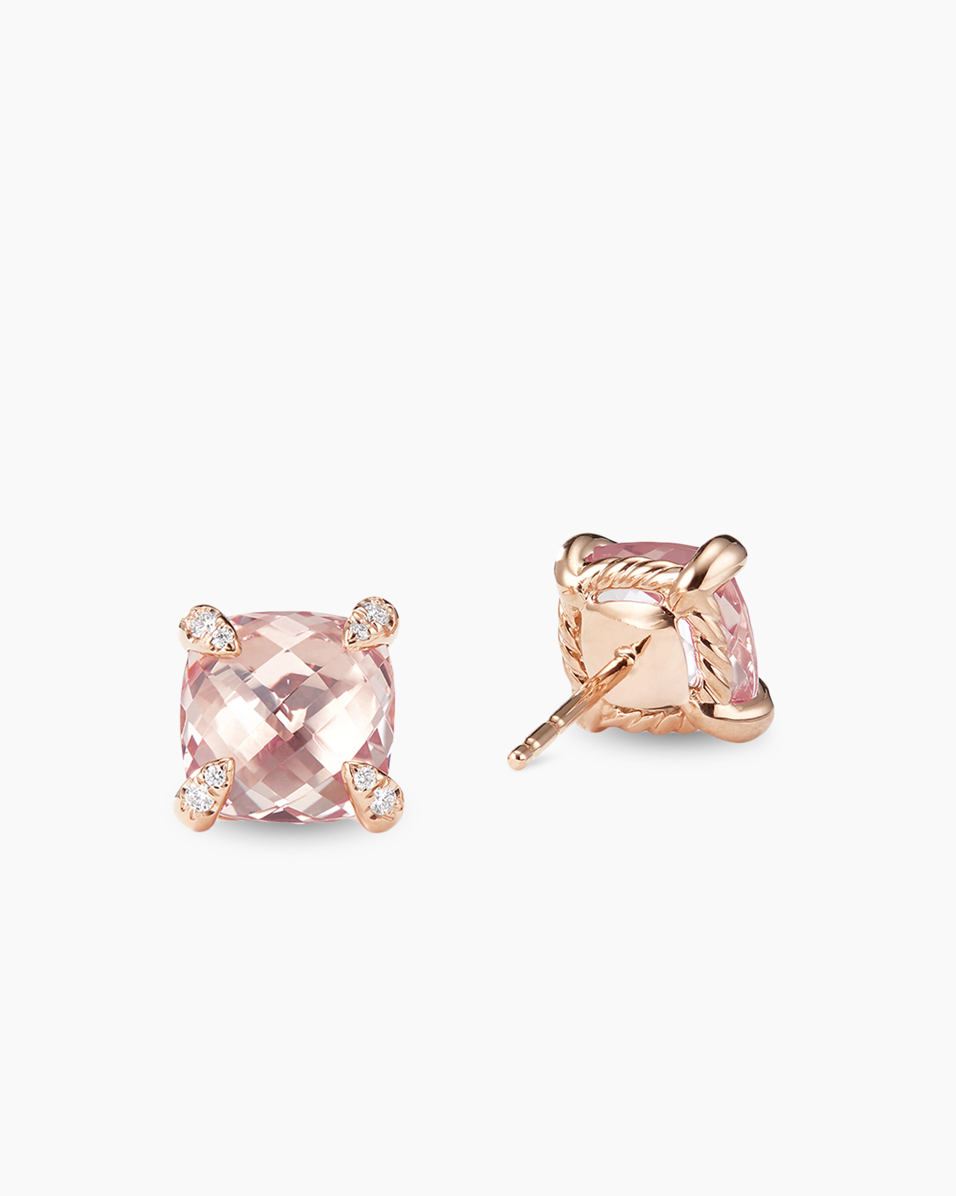 David Yurman Chatelaine Stud Earrings with Morganite & Diamonds in 18K Rose Gold