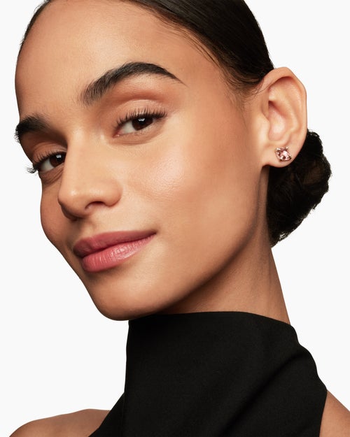 Clous d’oreilles Chatelaine® avec morganite et diamants en or rose 18 carats, 8 mm