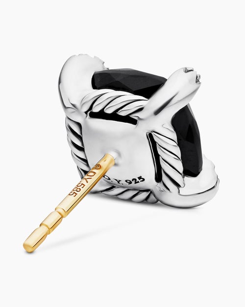 Womens Chatelaine® Stud Earrings in Sterling Silver with Black Onyx and Diamonds, 9mm