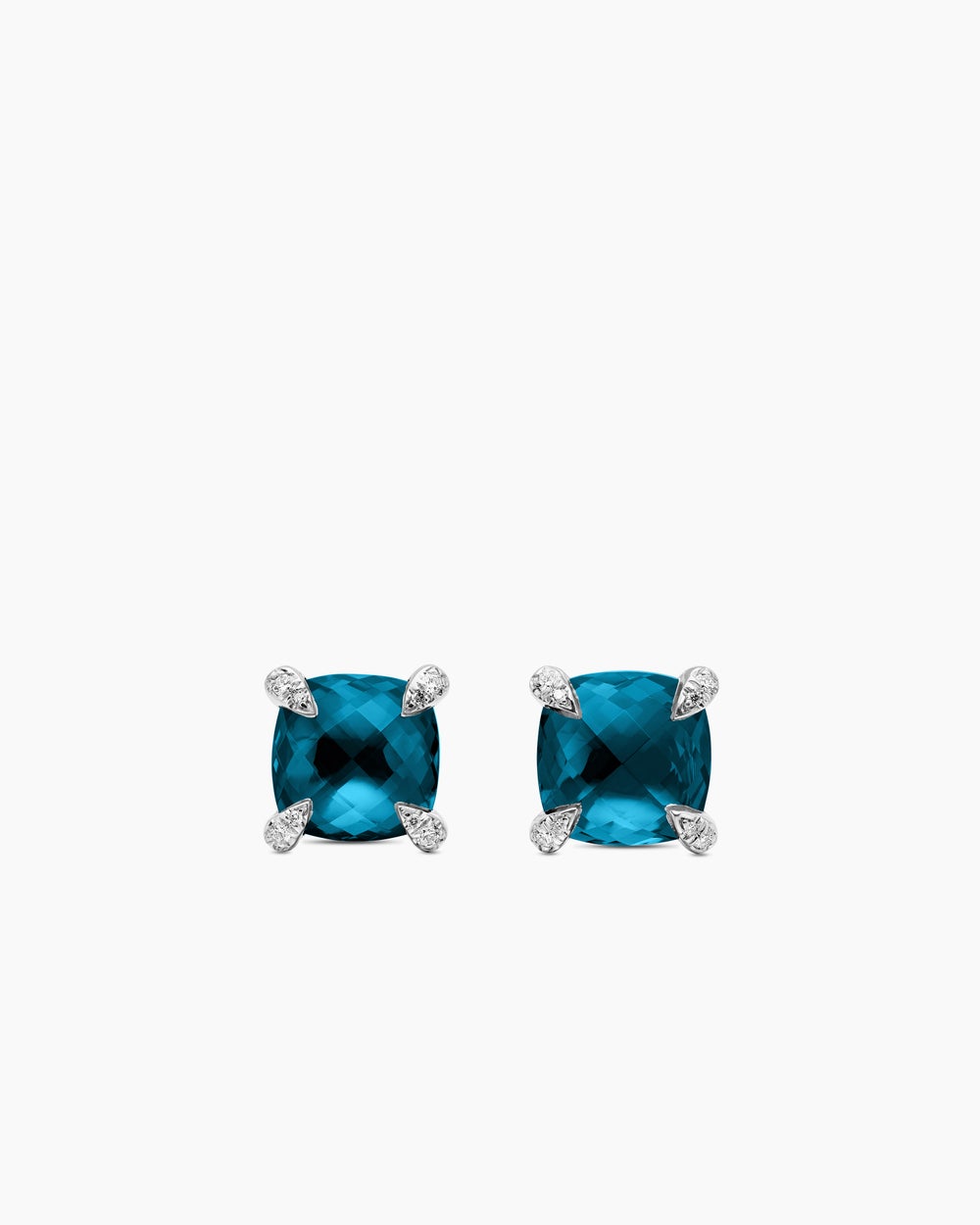 Womens Chatelaine® Stud Earrings in Sterling Silver with Hampton Blue Topaz and Diamonds, 9mm