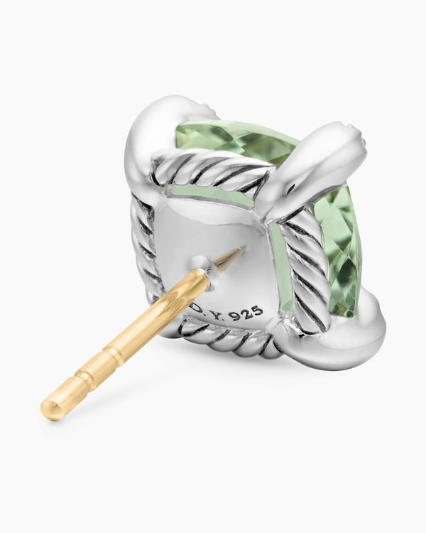 Chatelaine® Stud Earrings in Sterling Silver with Prasiolite and Diamonds, 9mm