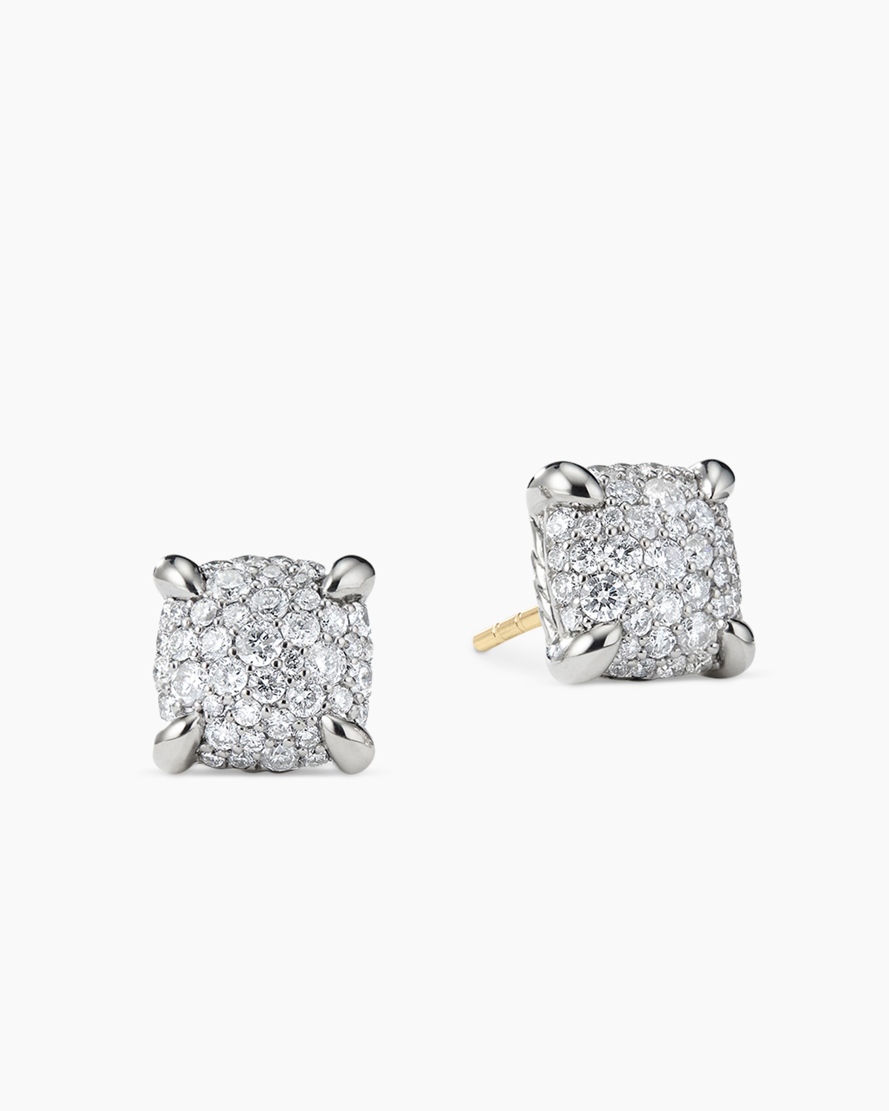 David Yurman Chatelaine Stud Earrings in 18K Yellow Gold with Full Pave Diamonds