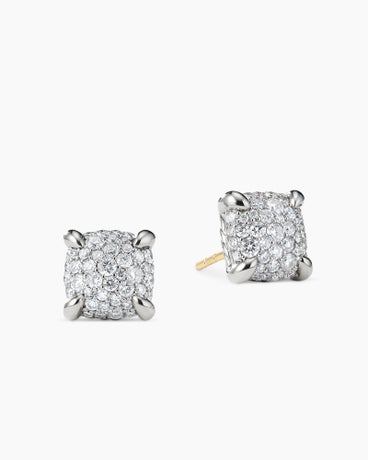 Chatelaine® Stud Earrings in Sterling Silver with Pavé Diamonds, 9mm