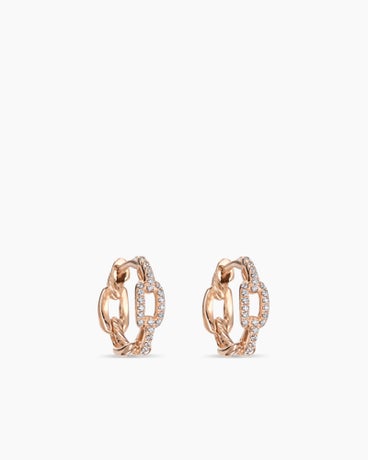 Stax Chain Link Hoop Earrings in 18K Yellow Gold with Pavé Diamonds