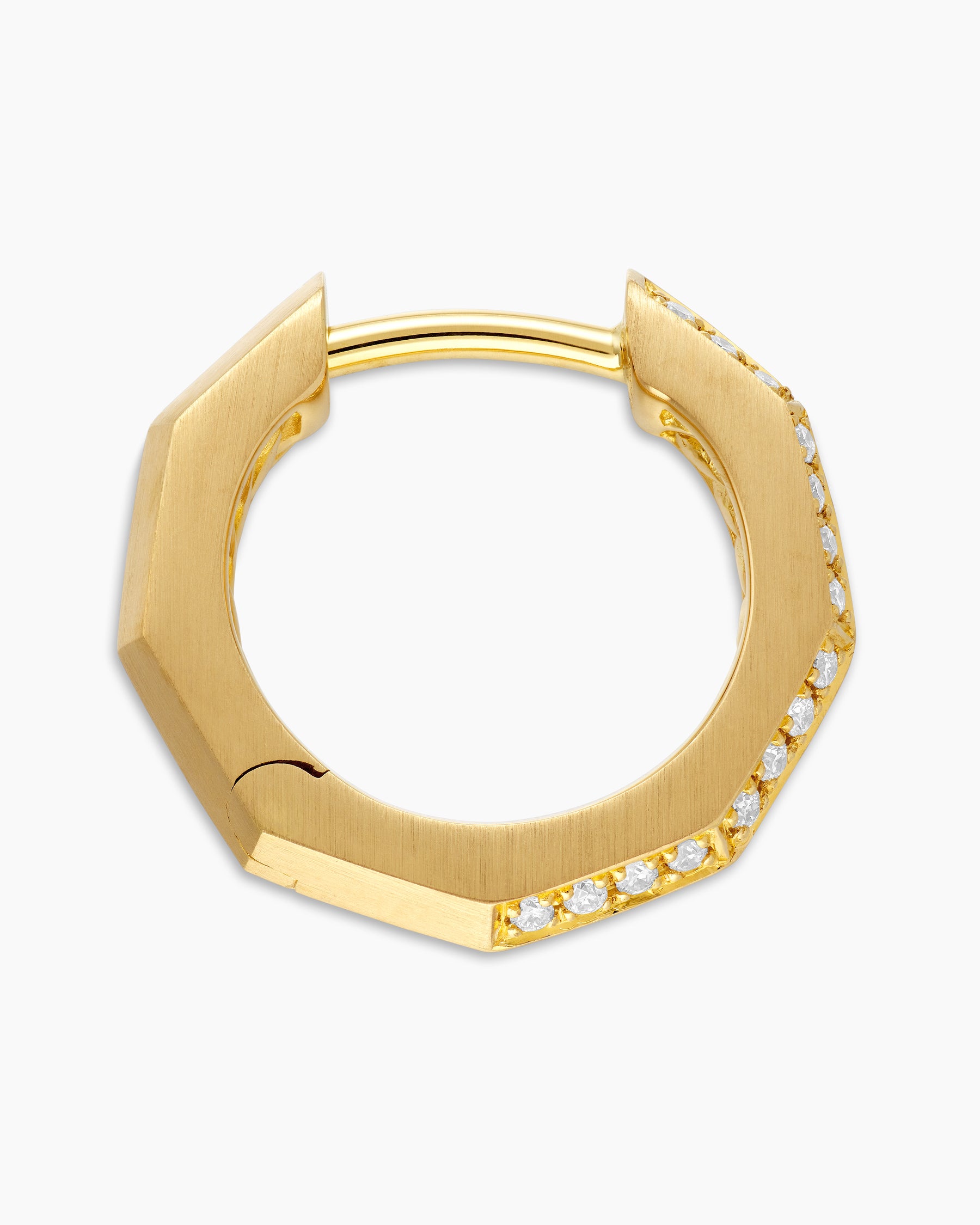 Stax Chain Link Hoop Earrings in 18K Yellow Gold with Pavé Diamonds