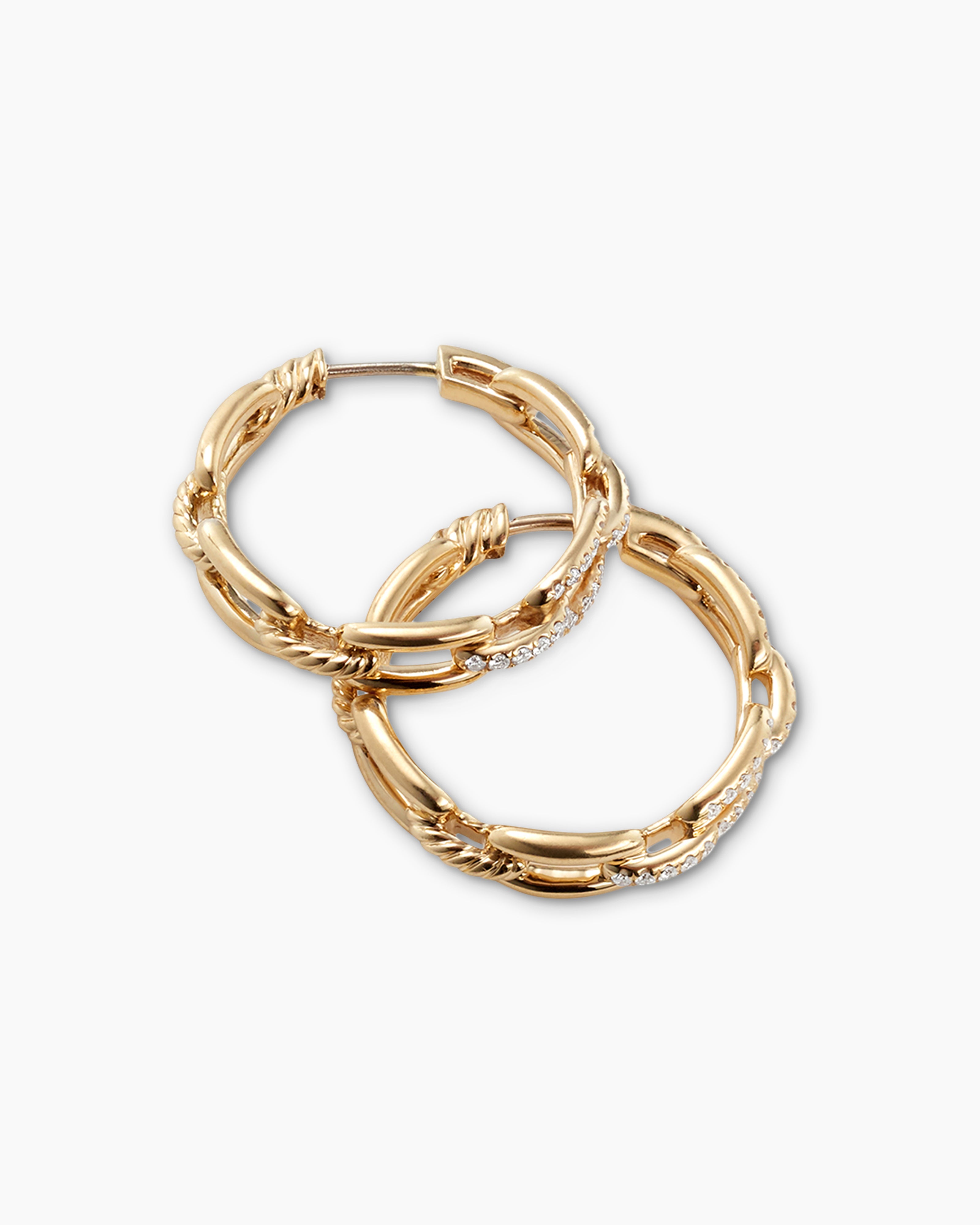 Stax Chain Link Hoop Earrings in 18K Yellow Gold with Diamonds